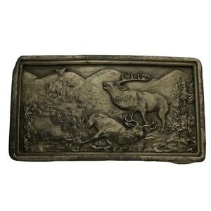 Bergamot Brass Works 1977 Vintage ELK MOOSE Belt Buckle USA Made Hunter